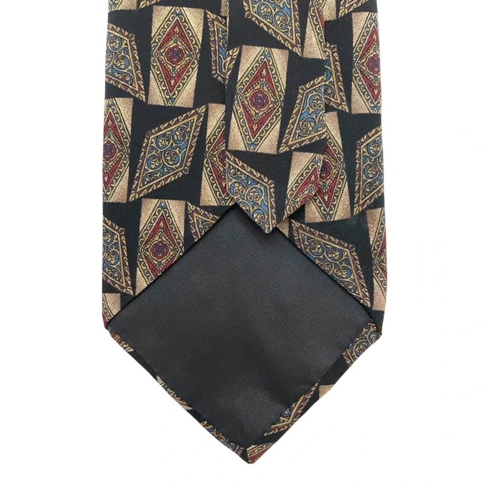 Etienne Aigner Men's Classic Neck Tie Black Diamond Retro Print 100% Silk